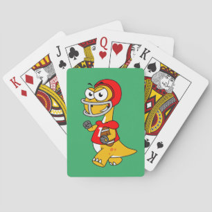 Illustration Of A Brontosaurus Playing Football. Playing Cards