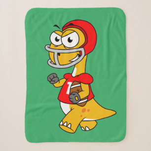 Illustration Of A Brontosaurus Playing Football. Sherpa Blanket