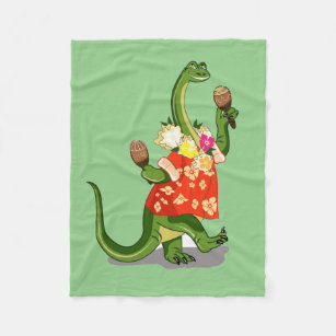 Illustration Of A Brontosaurus Playing Maracas. Fleece Blanket