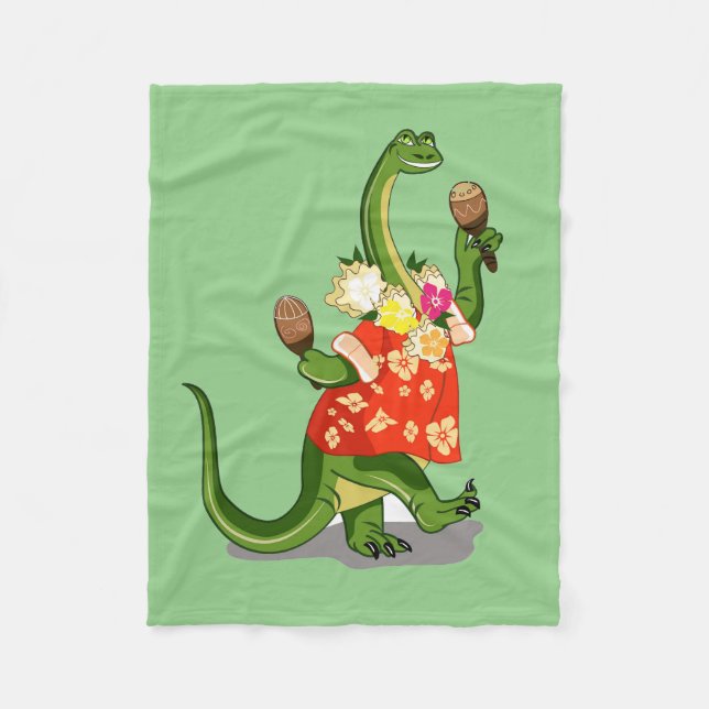 Illustration Of A Brontosaurus Playing Maracas. Fleece Blanket (Front)