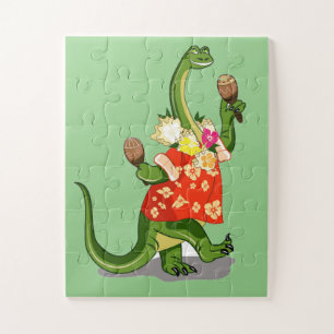 Illustration Of A Brontosaurus Playing Maracas. Jigsaw Puzzle