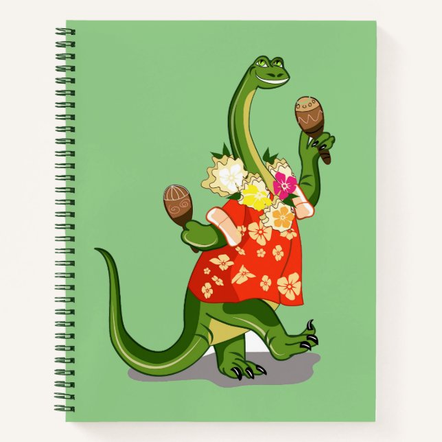 Illustration Of A Brontosaurus Playing Maracas. Notebook (Front)