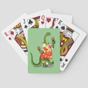 Illustration Of A Brontosaurus Playing Maracas. Playing Cards