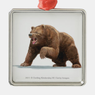 Illustration of a Brown bear Metal Ornament