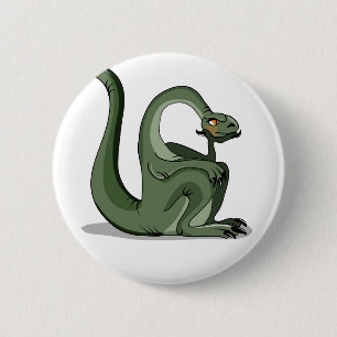 Illustration Of A Cartoon Brontosaurus Thinking. 2 Inch Round Button