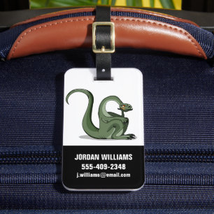Illustration Of A Cartoon Brontosaurus Thinking. Luggage Tag