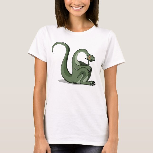 Illustration Of A Cartoon Brontosaurus Thinking. T-Shirt (Front)