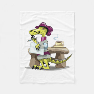 Illustration Of A Cartoon Raptor Poet Thinking. Fleece Blanket