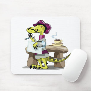 Illustration Of A Cartoon Raptor Poet Thinking. Mouse Pad