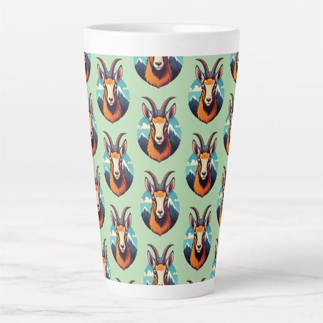 Illustration of a chamois head latte mug (Front)