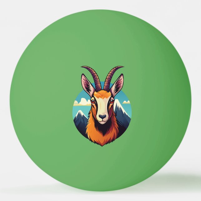 Illustration of a chamois head ping pong ball (Front)