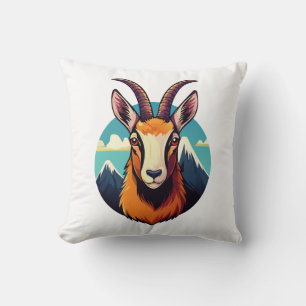 Illustration of a chamois head throw pillow