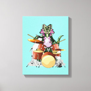Illustration Of A Chasmosaurus Playing The Drums. Canvas Print