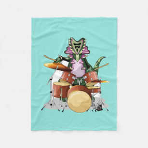 Illustration Of A Chasmosaurus Playing The Drums. Fleece Blanket