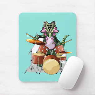 Illustration Of A Chasmosaurus Playing The Drums. Mouse Pad