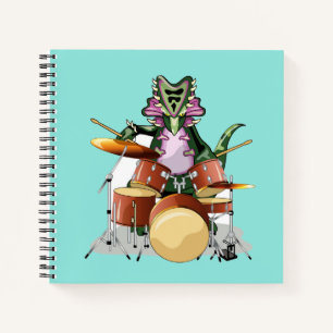 Illustration Of A Chasmosaurus Playing The Drums. Notebook
