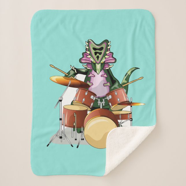 Illustration Of A Chasmosaurus Playing The Drums. Sherpa Blanket (Front)