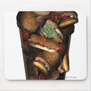 Illustration of a coffin filled with fast food mouse pad