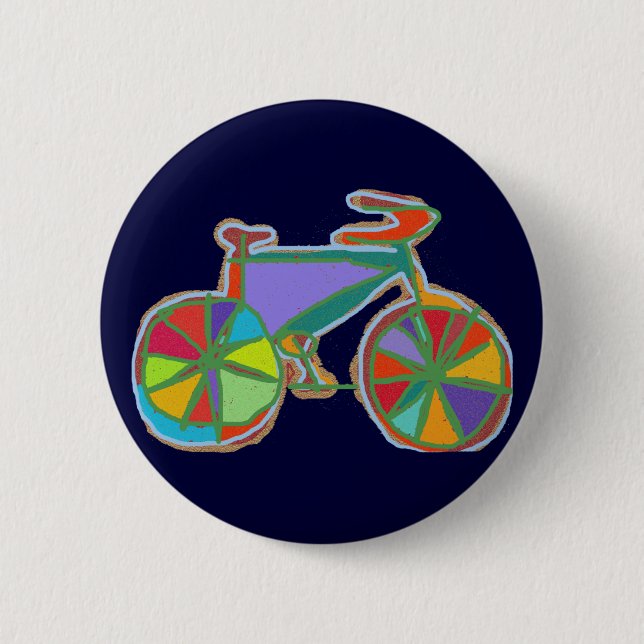 illustration of a colourful bike 2 inch round button (Front)
