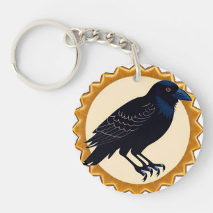 Illustration of a Crow Highlighted Keychain