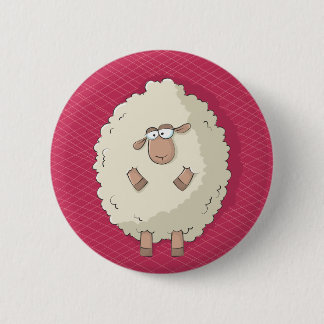 Illustration of a cute and funny giant sheep 2 inch round button