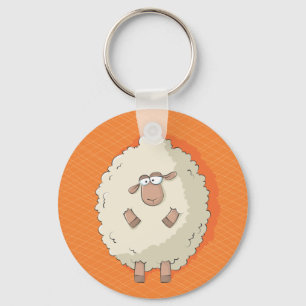 Illustration of a cute and funny giant sheep keychain
