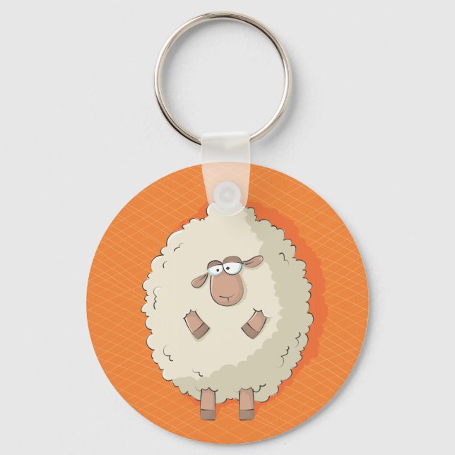 Illustration of a cute and funny giant sheep keychain (Front)