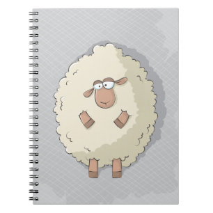 Illustration of a cute and funny giant sheep notebook