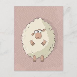 Illustration of a cute and funny giant sheep postcard