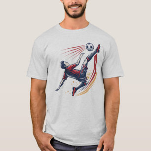 Illustration of a Football Player Striking the Bal T-Shirt