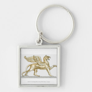 Illustration of a griffin statue keychain
