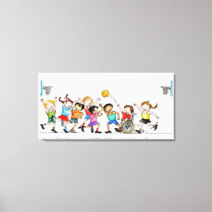 Illustration of a group of children including a canvas print