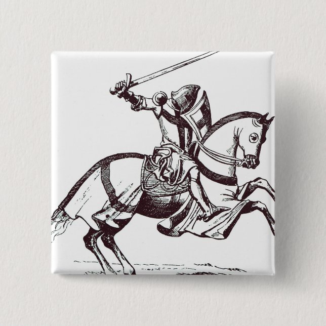 Illustration of a Knight Templar 2 Inch Square Button (Front)