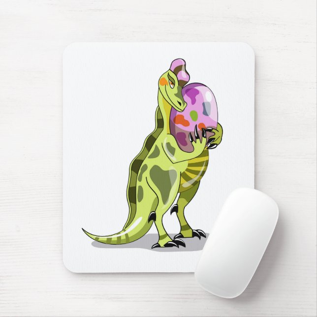 Illustration Of A Lambeosaurus Holding An Egg. Mouse Pad (With Mouse)