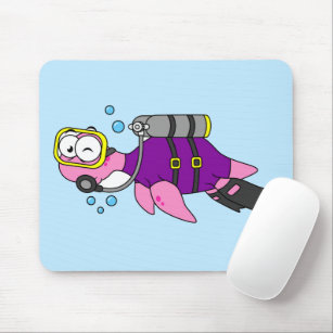 Illustration Of A Loch Ness Monster Scuba Diver. Mouse Pad