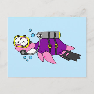 Illustration Of A Loch Ness Monster Scuba Diver. Postcard