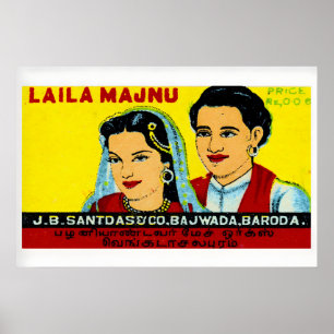 Illustration Of A Man India Mid-Century Matchbox Poster