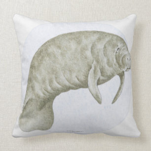 Illustration of a Manatee (Trichechus sp.) Throw Pillow