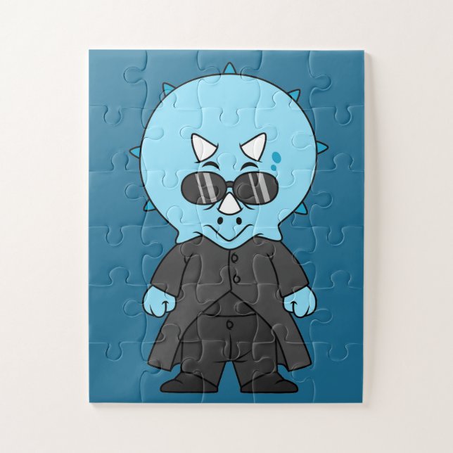 Illustration Of A Matrix Triceratops. Jigsaw Puzzle (Vertical)