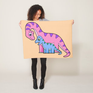 Illustration Of A Mother And Child Brachiosaurus. Fleece Blanket