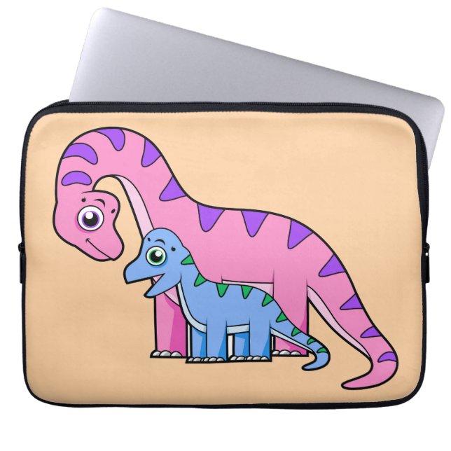 Illustration Of A Mother And Child Brachiosaurus. Laptop Sleeve (Front)