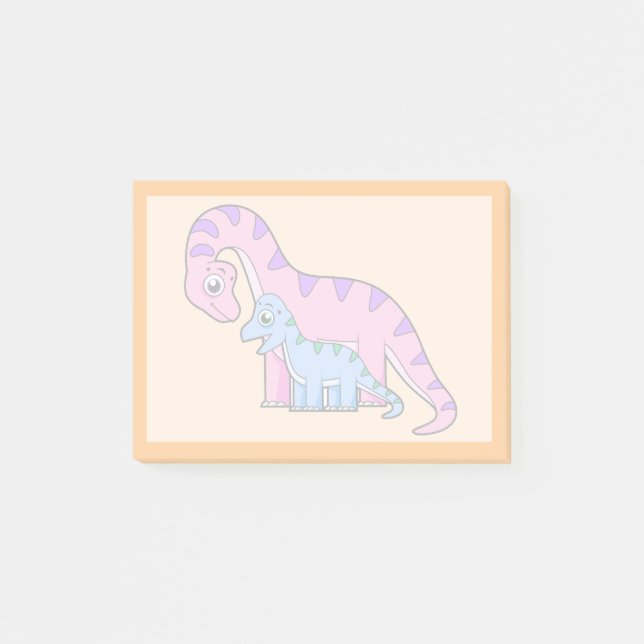 Illustration Of A Mother And Child Brachiosaurus. Post-it Notes (Front)