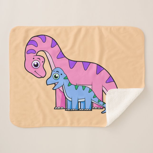 Illustration Of A Mother And Child Brachiosaurus. Sherpa Blanket (Front (Horizontal))