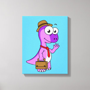 Illustration Of A Pachycephalosaurus Businessman. Canvas Print