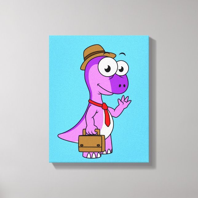 Illustration Of A Pachycephalosaurus Businessman. Canvas Print (Front)