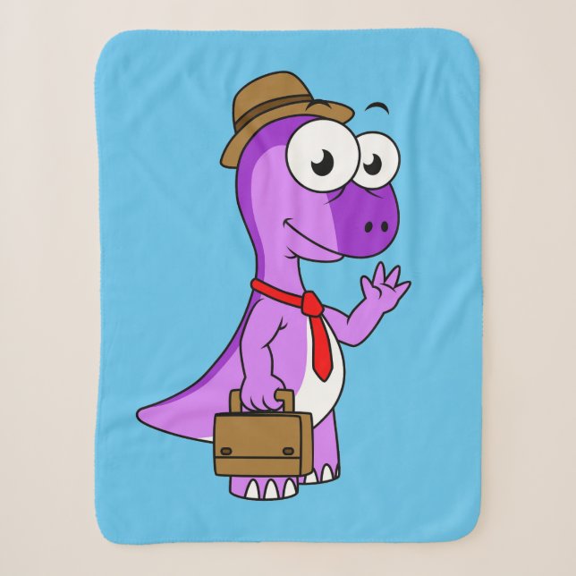 Illustration Of A Pachycephalosaurus Businessman. Sherpa Blanket (Front)