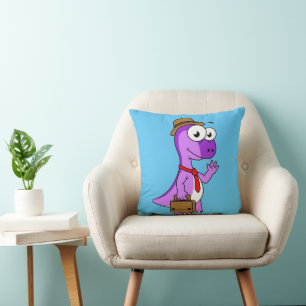 Illustration Of A Pachycephalosaurus Businessman. Throw Pillow