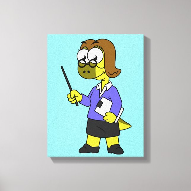 Illustration Of A Pachycephalosaurus Teacher. Canvas Print (Front)