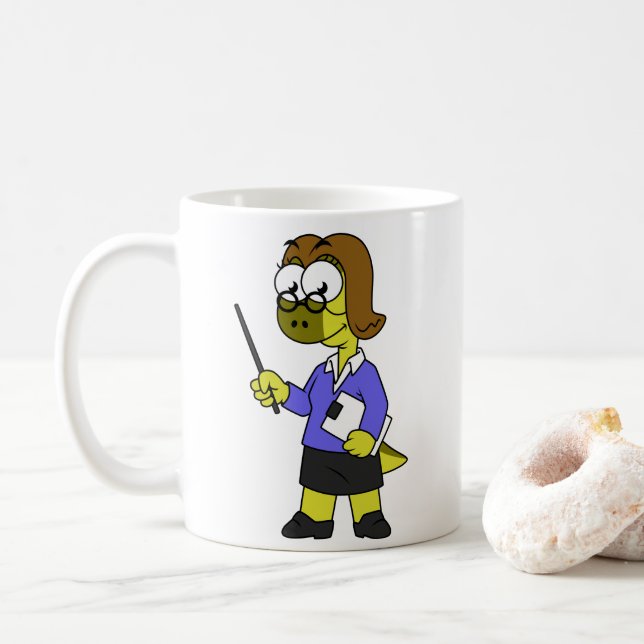 Illustration Of A Pachycephalosaurus Teacher. Coffee Mug (With Donut)