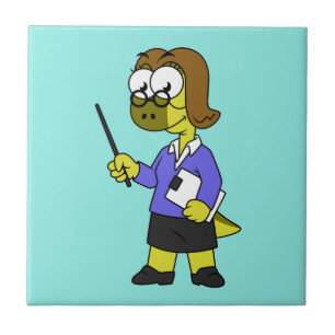 Illustration Of A Pachycephalosaurus Teacher. Tile